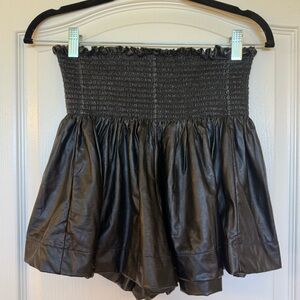 Queen Of Sparkle Black Faux Leather Swing Short Size Medium